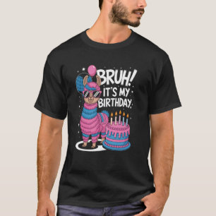 Bruh Its My Birthday Llama Pinata Boys Girls Famil T-Shirt