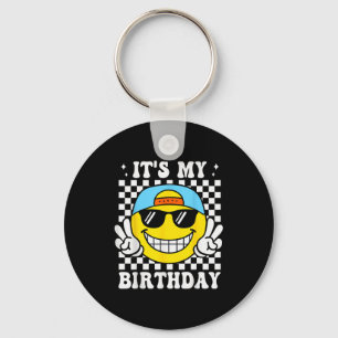 Bruh It's My Birthday Peace Sign Smile Birthday Fo Keychain