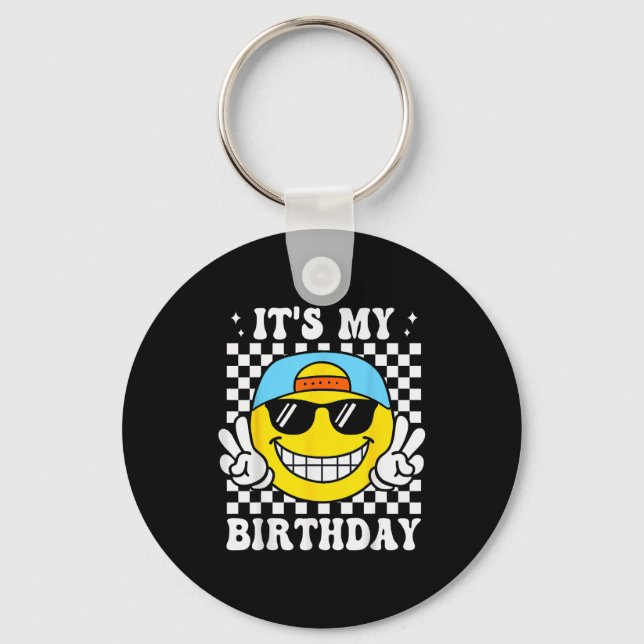 Bruh It's My Birthday Peace Sign Smile Birthday Fo Keychain (Front)