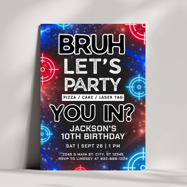 Bruh Laser Tag Glow Birthday Invitation (Creator Uploaded)