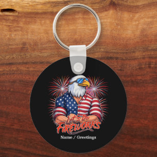 Bruh Lets Do Fireworks July Fourth Funny Patriotic Keychain