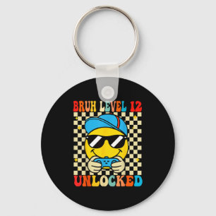 Bruh Level 12 Unlocked Smile Face Video Gamer 12th Keychain