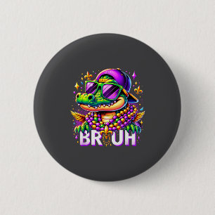 Bruh Mardi Gras Alligator For Kids Boys Mens New O 2 Inch Round Button