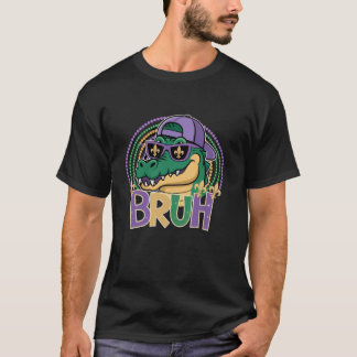 Bruh Mardi Gras Alligator Mardigator Boys Kids Men T-Shirt