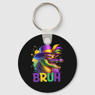 Bruh Mardi Gras Teens Boys Kids Alligator Mardi Gr Keychain
