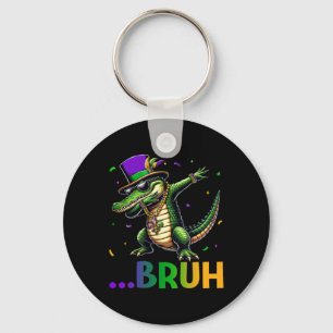 Bruh Mardigator Dabbing Alligator Mardi Gras Shirt Keychain