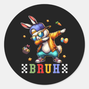 Bruh Meme Easter Day Funny Bunny Eggs Teens Boys K Classic Round Sticker
