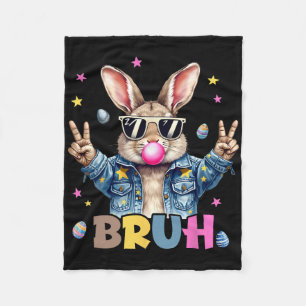 Bruh Meme Easter Day Funny Bunny Eggs Teens Boys K Fleece Blanket
