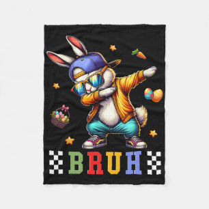 Bruh Meme Easter Day Funny Bunny Eggs Teens Boys K Fleece Blanket