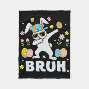 Bruh Meme Easter Day Funny Dabbing Bunny Eggs Boys Fleece Blanket