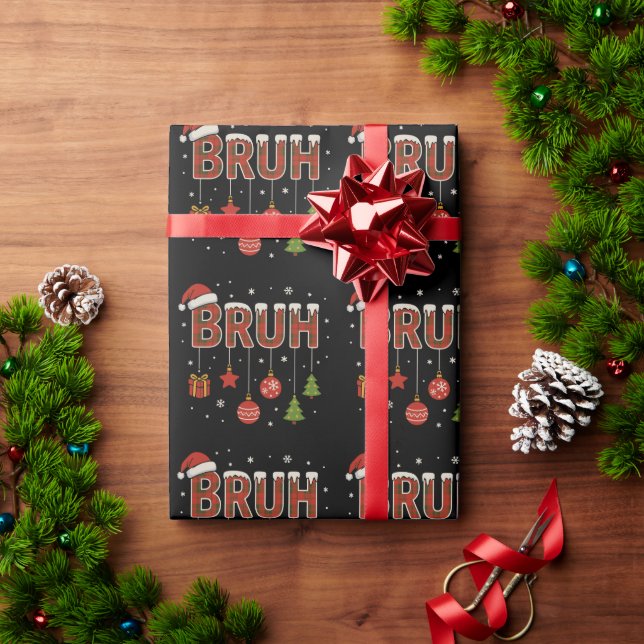Bruh Meme Funny Bro Greeting Christmas Wrapping Paper (Holiday Gift)