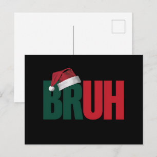 Bruh Meme Funny Saying Bro Greeting Christmas Holiday Postcard