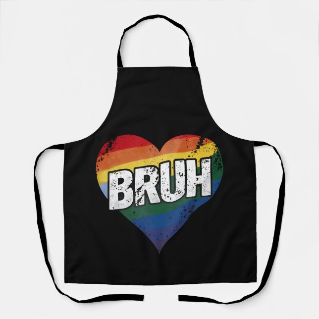 Bruh Meme Funny Saying Bro Greeting Gay LGBT Pride Apron (Front)
