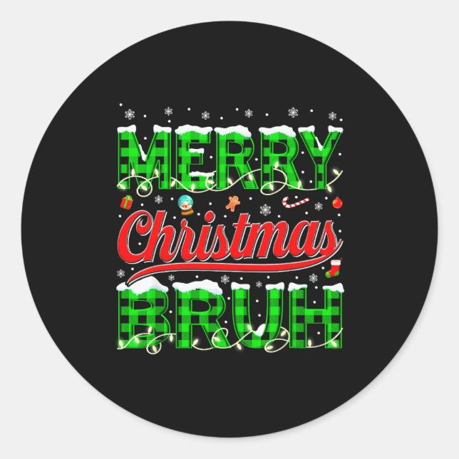 Bruh Meme Funny Saying Bro Greeting Teens Boys Men Classic Round Sticker (Front)