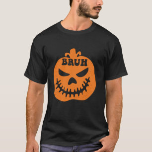 Bruh Meme Pumpkin Spooky Funny Halloween Boys Kids T-Shirt