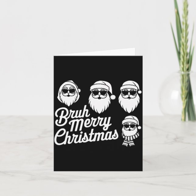 Bruh Merry Christmas Funny Santa Pajama Teens Boys Card (Front)