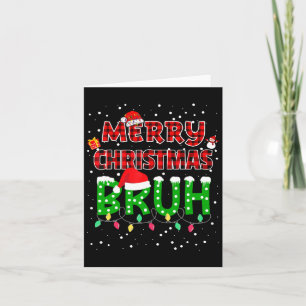 Bruh Merry Christmas Red Plaid Xmas Pajama Card