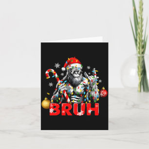 Bruh Merry Christmas Vintage Bigfoot Rock On Xmas  Card