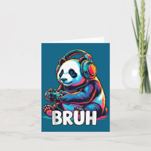 Bruh Panda Gamer With Headphones Controller Card