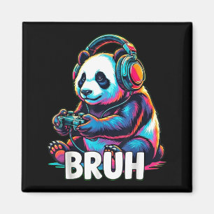 Bruh Panda Gamer With Headphones Controller  Magnet