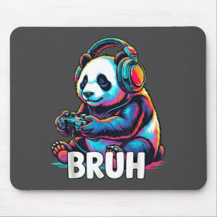 Bruh Panda Gamer With Headphones Controller  Mouse Pad