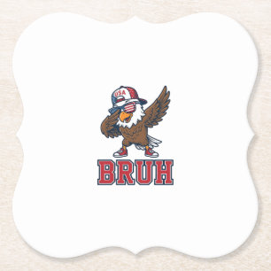 Bruh Patriotic Eagle Vintage Engraving T-Shirt Des Paper Coaster