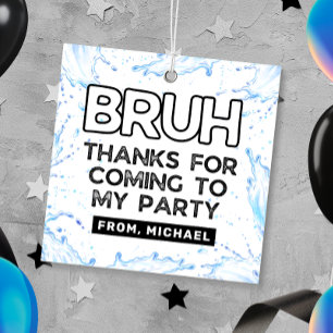 Bruh Pool Party Birthday Favour Tags