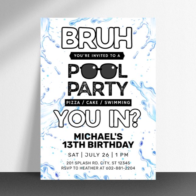 Bruh Pool Party Birthday Invitation (Creator Uploaded)