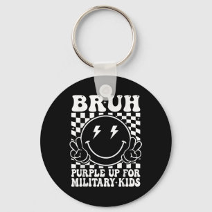 Bruh Purple Up For Military Kids Month Military Ch Keychain