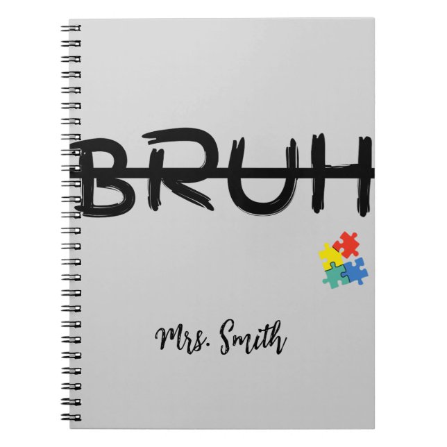 Bruh Puzzle Personalized Teacher Notebook (Front)