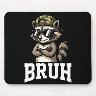 Bruh Raccoon Camo Hat Funny Youth Teens Kids Slang Mouse Pad