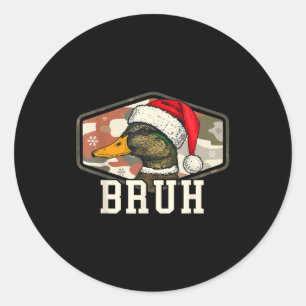 Bruh Santa Duck Hunting Camo Hat Men Women Kids Xm Classic Round Sticker
