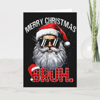 Bruh Santa Hat Funny Christmas Red Plaid Men Boys Card