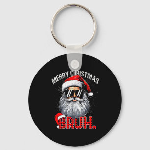 Bruh Santa Hat Funny Christmas Red Plaid Men Boys  Keychain