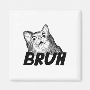 Bruh Shocked Gasp Cat Funny Magnet