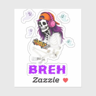 Bruh Skeleton Gamer Halloween Gaming Boys Kids 