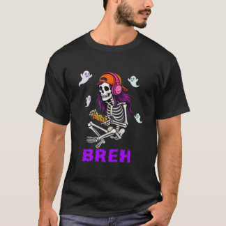 Bruh Skeleton Gamer Halloween Gaming Boys Kids  T-Shirt