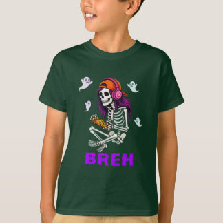 Bruh Skeleton Gamer Halloween Gaming Boys Kids  T-Shirt
