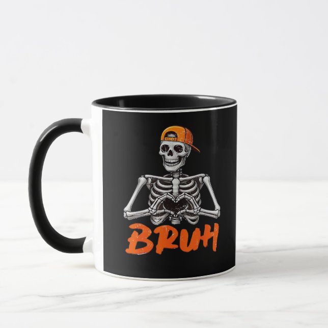 Bruh Skeleton Hand Heart Halloween Costumes Men Cl Mug (Left)