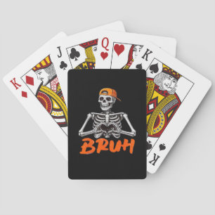 Bruh Skeleton Hand Heart Halloween Costumes Men Cl Playing Cards
