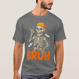 Bruh Skeleton Rock On Halloween for Men Boys Toddl T-Shirt