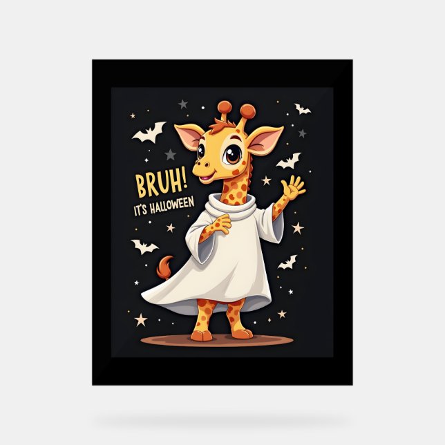 Bruh Son Halloween drôle Dabbing Ghost Giraffe Lon (Recto)