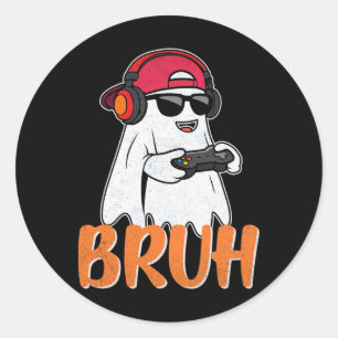 Bruh Spooky Boo Halloween Costume Gamer Gaming Men Classic Round Sticker