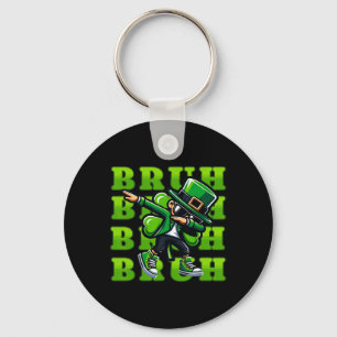 Bruh St Patricks Day Boys Teen Boy Dabbing Leprech Keychain