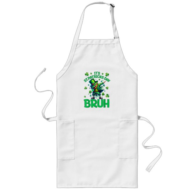 Bruh St Patricks Day Long Apron (Front)
