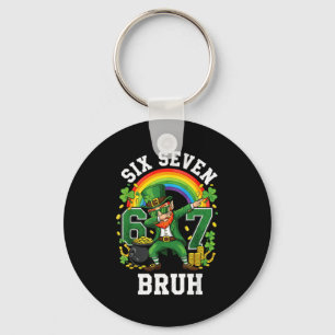 Bruh st patricks day six seven 67 leprechaun lucky keychain