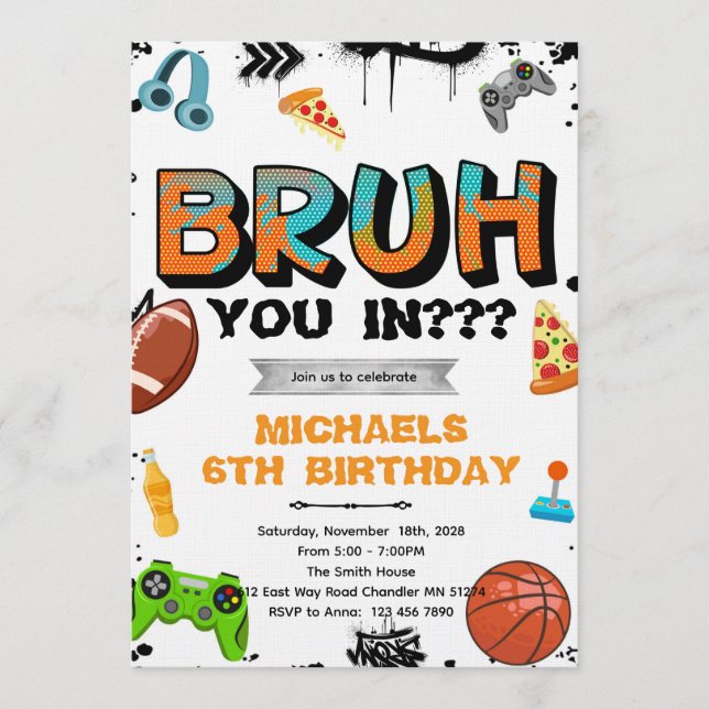 Bruh Teen Birthday Party Invitation (Front)
