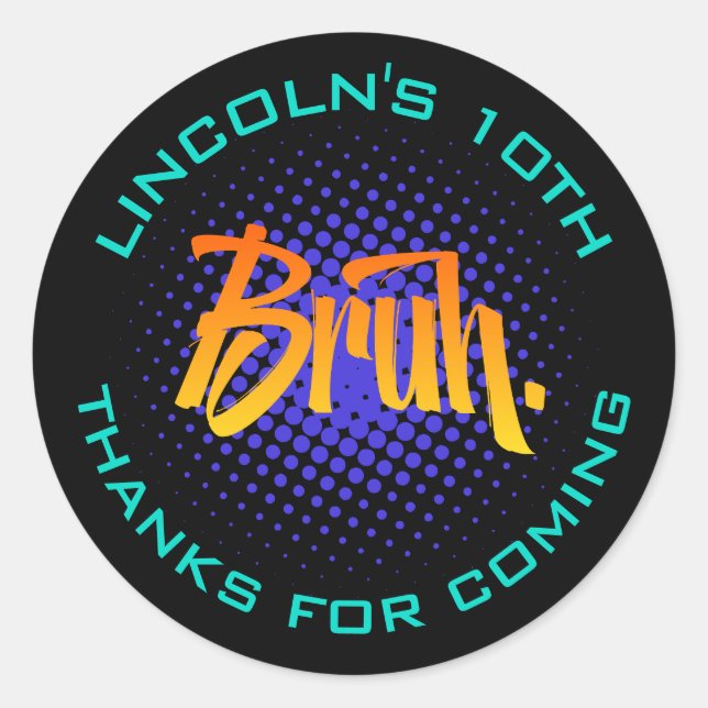 Bruh Teen Boy Birthday Sticker (Front)