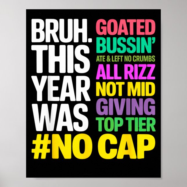 Bruh This Year Was Goated No Cap All Rizz_ Funny G Poster (Front)