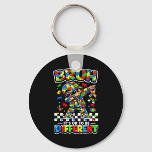 Bruh to be different puzzle autism awareness boy keychain